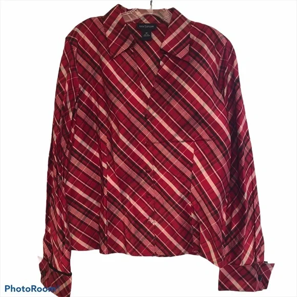 🖤❤️ Ann Taylor French Cuff 100% Silk Blouse - Picture 1 of 9